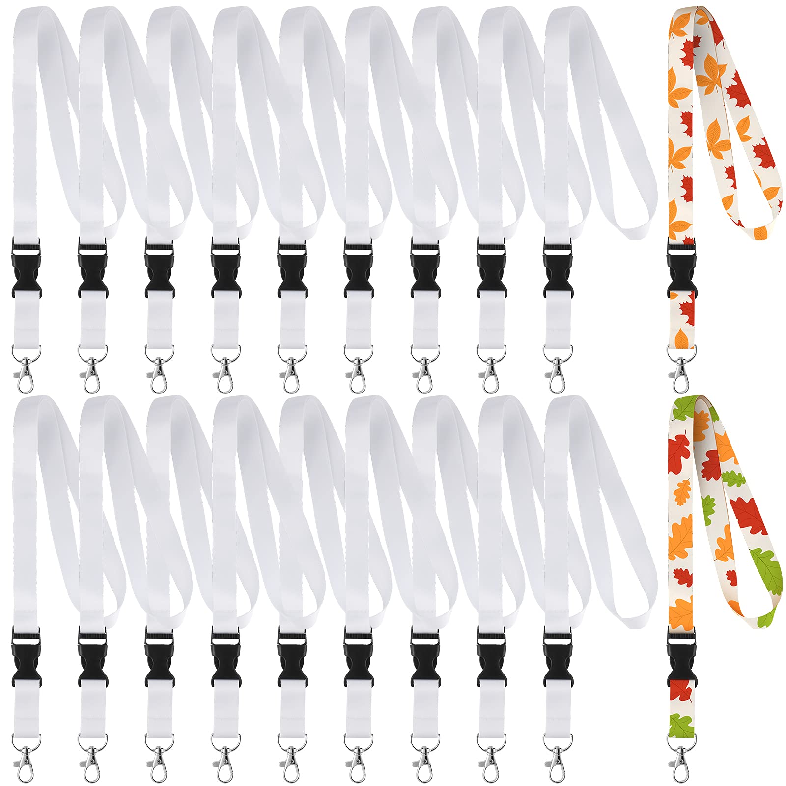 20 Pieces Sublimation Lanyard Blank White Neck Lanyards Neoprene DIY Christmas Gifts for Keychain Card Name Badge Holder