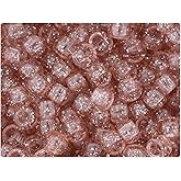 BeadTin Vintage Peach Sparkle 9mm Barrel Pony Beads (500pcs)
