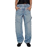 Kedera Mid Rise Barrel Baggy Carpenter Jeans for Women Wide Leg Denim Pants Baggy Boyfriend Cargo Jeans