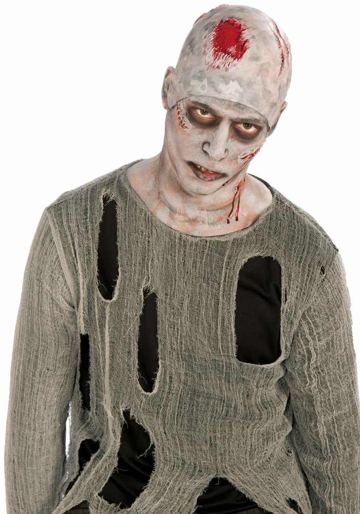 Bristol Novelty 72516 Zombie Bald Cap | White and Red | Pack of 1, One Size