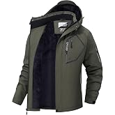 QPNGRP Men's Ski Jacket Winter Coat | 5 Zipper Pockets Insulated Water Resistant