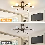 Comely Vintage Sputnik Chandelier 6 Light Bronze E27 Ceiling Lamp Semi Flush view 4