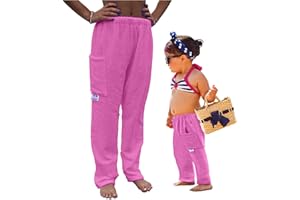 Paradise Towelwear Towel Pants for Swimmers – Pink - Cotton Terry Towel Pants – Beach Coverup – Resort Wear – Swim wear