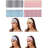 Haujemea Striped Headbands for Women Elastic Thick Yoga Workout Headband Non Slip Hair Band Hair Accessory,4 Pack