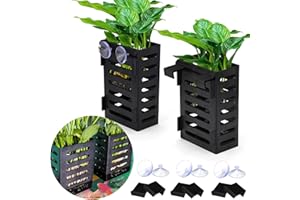 BABORUI Upgraded 2 Pack Aquarium Plant Holder with Hooks and Suction Cups, Hanging Aquatic Planter Cups for Aquarium Decorations Plants, Aquarium Decor for Fish Tank Live Aquarium Plants