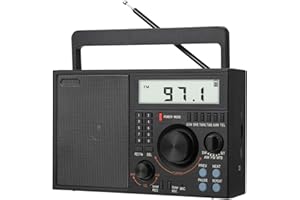 SEMIER Portable AM FM SW Radio with Bluetooth Speaker, LCD Display, Time, Operated by Rechargeable/D Batteries/AC Plug in Wall, Big Speaker, Earphone Jack, Support TF Card/USB Playing and MIC Recording