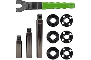 5/8"-11 Glossy Black Angle Grinder Extension Shaft Connecting Rod with Grinder Adjustable Spanner Wrench Flange Nut kit Car P