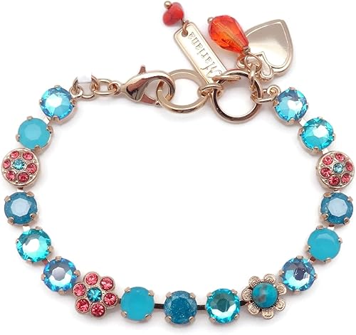 Amazon Mariana Bird Of Paradise スワロフスキークリスタル ゴールドトーンブレスレット アクアピンク ミックス 上品な 花 モザイク 1911 ブレスレット 通販