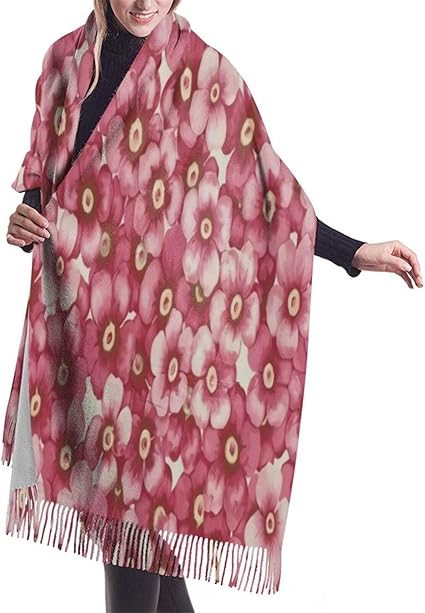 Bufanda y chal de cachemira con flor de melocotón rosa Chal de