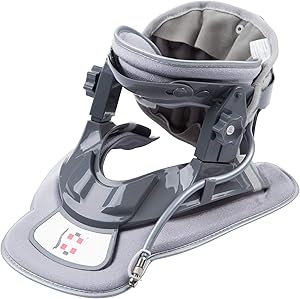 Real Relax Cervical Neck Traction Device, Adjustable Neck Brace Collar Support Stretcher with Pump for Home Physical Therapy Neck Pain Relief Traction Improve Spine Alignment(Gray)