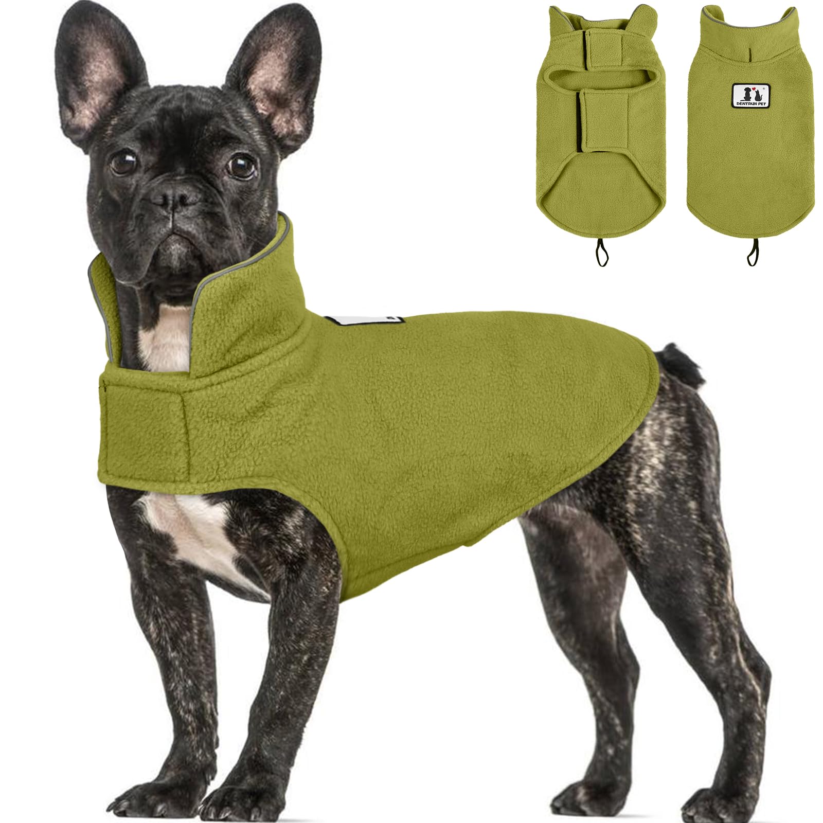 DENTRUN Dog Fleece Coat Vest Small Dog Jumper Puppy Clothes Winter Warm Dog Coat Jacket Sweater Reflective Soft Outdoor Walking Adjustable for Small Medium Large Dogs Sweatshirt