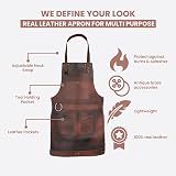 Leathershire Dark Brown Full Grain Leather Work Apron - Butcher Cook BBQ view 3
