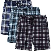 MoFiz Men's Sleepwear Shorts Pajama Bottom Lounge Short Plaid Button Open Fly 3Pack