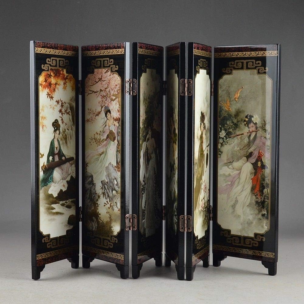 ABYSTEPS Screens & Room Dividers - Lacquer Ware Old Hand Painting Belle Collectibles Beauty Nice Folding Screen Decoration Gift 1 PCs
