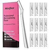 Mistfree Dermaplane Razor for Women Face, Eyebrow Razor for Women & Men, Professional Metal Dermaplaning Tool with 12PCS Refill Blades, Reusable Face Razor for Exfoliation & Peach Fuzz Removal