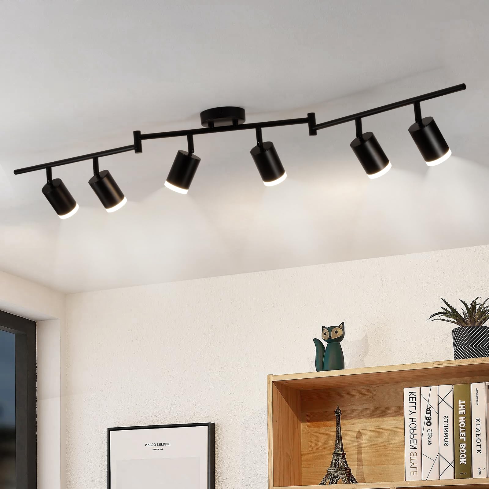 Gr4tec Spotlight Ceiling Lights 6 Way, Black Ceiling Light Fitting Rotatable, Modern LED Spotlight Bar GU10, Indoor Kitchen Spot Light for Living Room Bedroom Hallway, Bulb Not Included