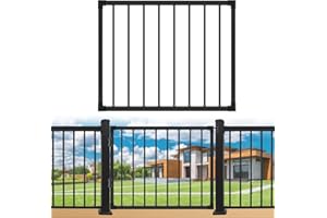 SUNCRAFTS Deck Gate Outoor, 36''Hx48''W Black Heavy Duty Steel Anti-Rust Fence Door with Customizable Width, Easy Installation Metal Gate for Residential, Yard, Patio (No Hinge)