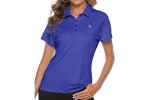 TBMPOY Women's Golf Polo Short Sleeve Shirts Lightweight Moisture Wicking Collared T Shirt Quick Dry 4-Button