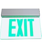 Green LED Edge Lit Exit Sign Brushed Aluminum Housing, UL Listed