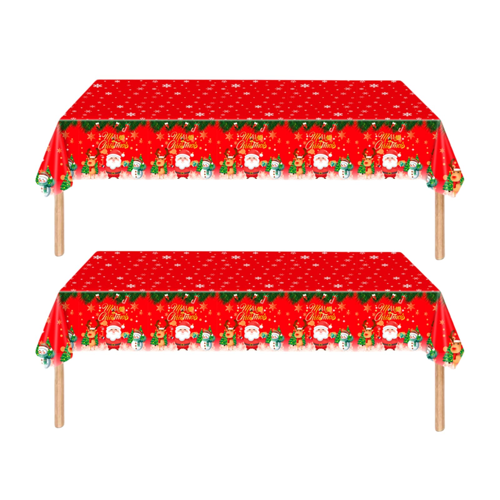 ZSYIULIA 2Pcs Party Tablecloth Decorations for Xmas, Disposable Party Table Cloth,Dining Tablecover for Winter Holiday Christmas Picnic Decor