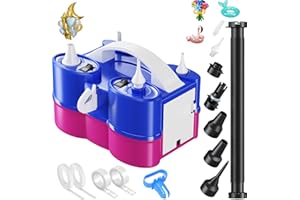 LINGQIANG 3-in-1 Electric Balloon Pump, Portable Air Pump for Latex 260q Foil Balloons, Dual Nozzle Balloon Blower Machine for Party Decoration, 110V AC Inflator Deflator for Inflatables Pool Floats Mattress