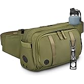 Large Crossbody Waist Bag Tactical Fanny Pack for Men Hip Bum Bag with Water Bottle Holder Adjustable Belt, Workout Traveling Casual Running Hiking Cycling