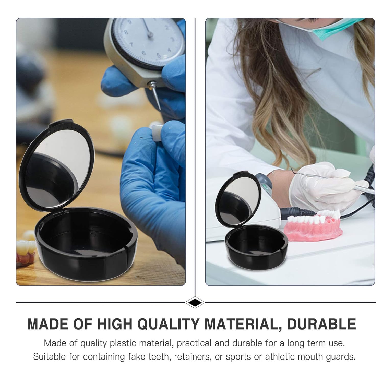 Healifty Denture Case 2 Pcs Denture Cup Container Fake Teeth Storage Case Retainer Box for Men Women (Black) : Beauty