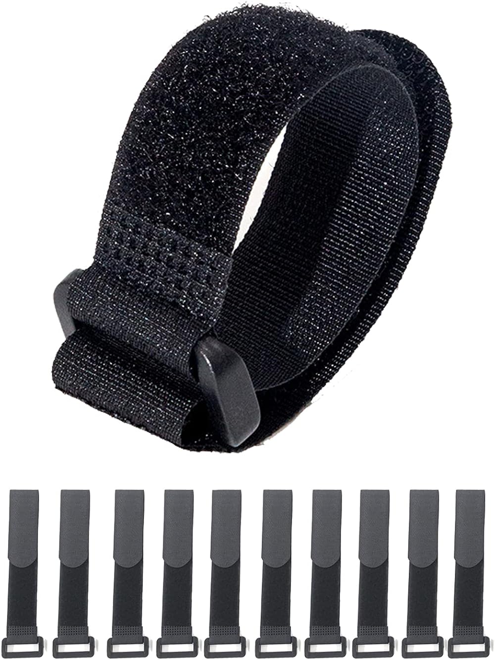 HUAYT Hook and Loop Cable Straps 1 x 8 inches 10 Pack Black