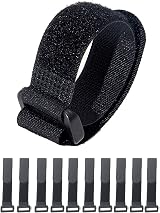 HUAYT Hook and Loop Cable Straps 1 x 8 inches 10 Pack Black