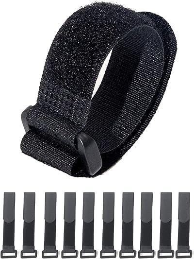 HUAYT Hook and Loop Cable Straps 1 x 8 inches 10 Pack Black