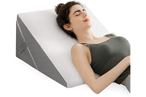 UBBCARE Bed Wedge Pillow for Sleeping, Adjustable 9 and 12 Inches Triangle Wedge Pillow, Folding Memory Foam Incline Pillow for Acid Reflux, Gerd, Anti Snoring, Heartburn, Reading