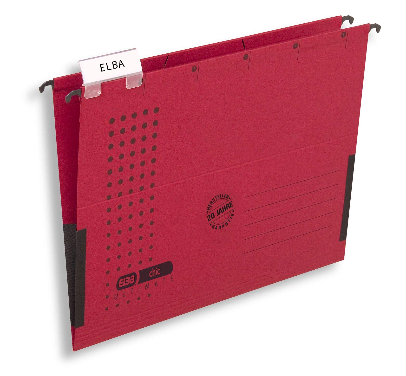 Elba Chic Ultimate 85743RO Suspension File with Closed Sides and Linen Edge Protectors Pack of 25 Red