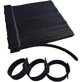 VORTALIS 200 PCS 6 Inches Black Reusable Cable Ties, Adjustable Cord Straps, Cable Organizer, Cord Wrap and Hook Loop Cords Management,Adjustable Cord Ties for Organizing Home,Office,Data Centers