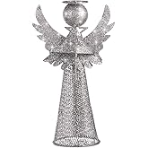 PRETYZOOM Angel Tree Topper Christmas Tree Ornaments Glitter 3D Angel Figure Christmas Decoration Party Favors 5.39 X 2.95 X 9.05 Inches