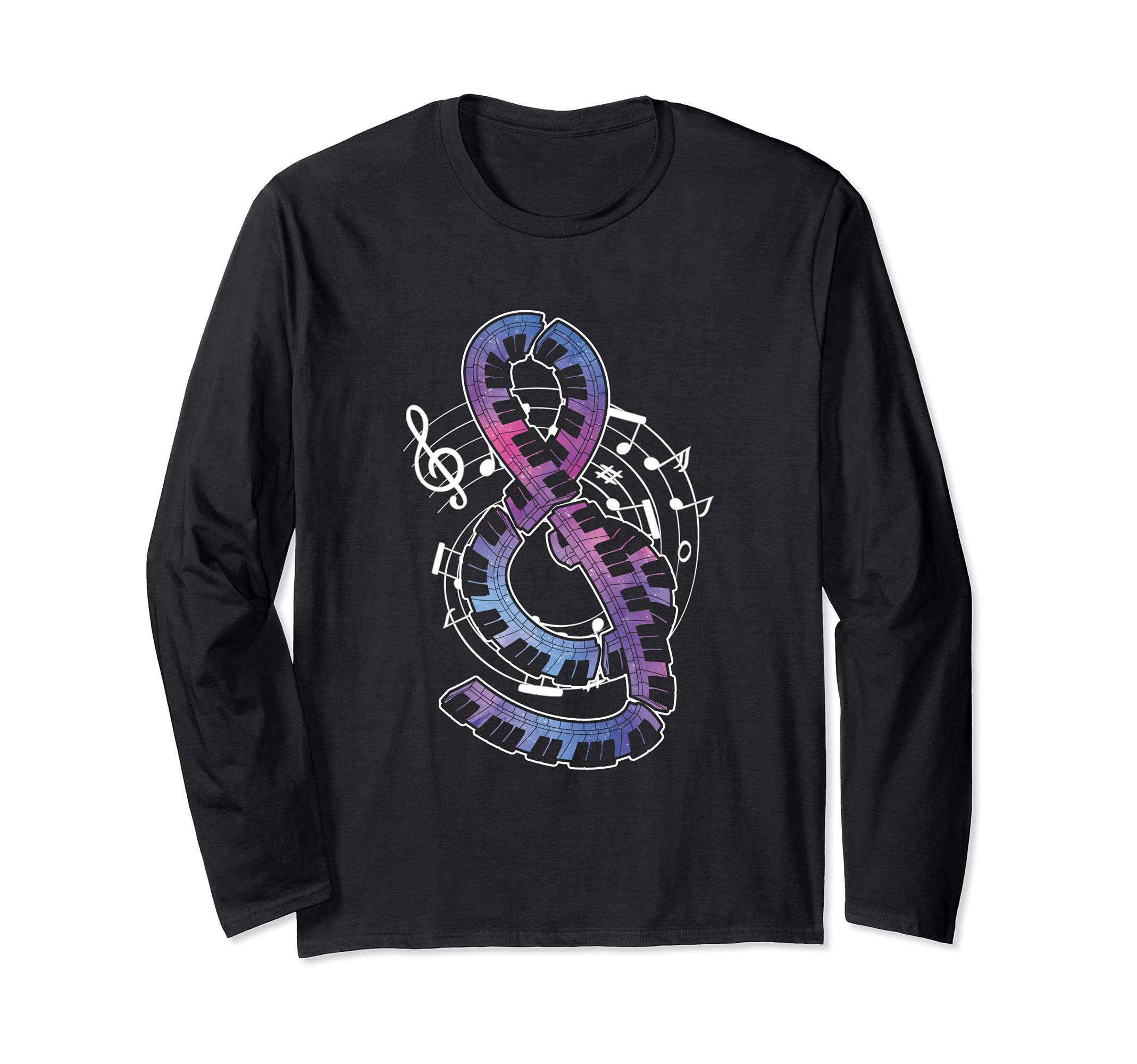 Treble Clef Keyboard Classical Music Notes Pianist Piano Long Sleeve T-Shirt