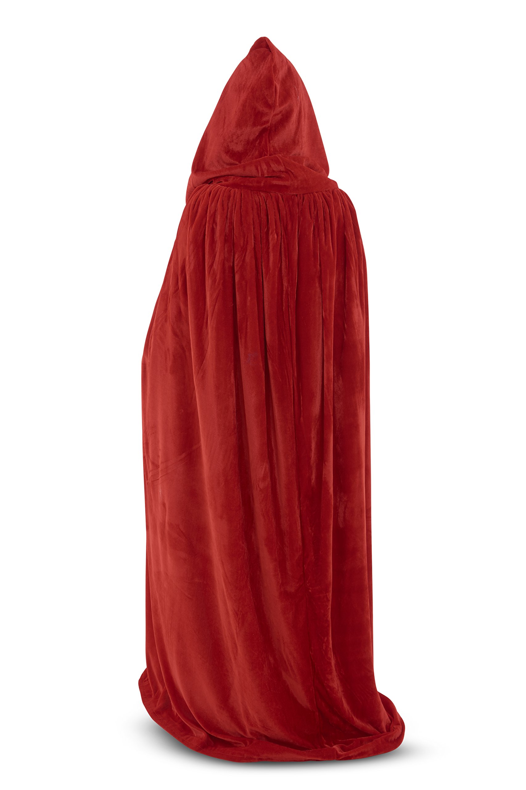 Mystic Moments | Hooded Velvet Cloak/Cape (Red Velvet/Black Silk) - 150cm