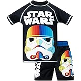 STAR WARS Boys Swimming Costume | 2 Piece Stormtrooper Swimsuit for Boys | Rash Guard and Swim Shorts