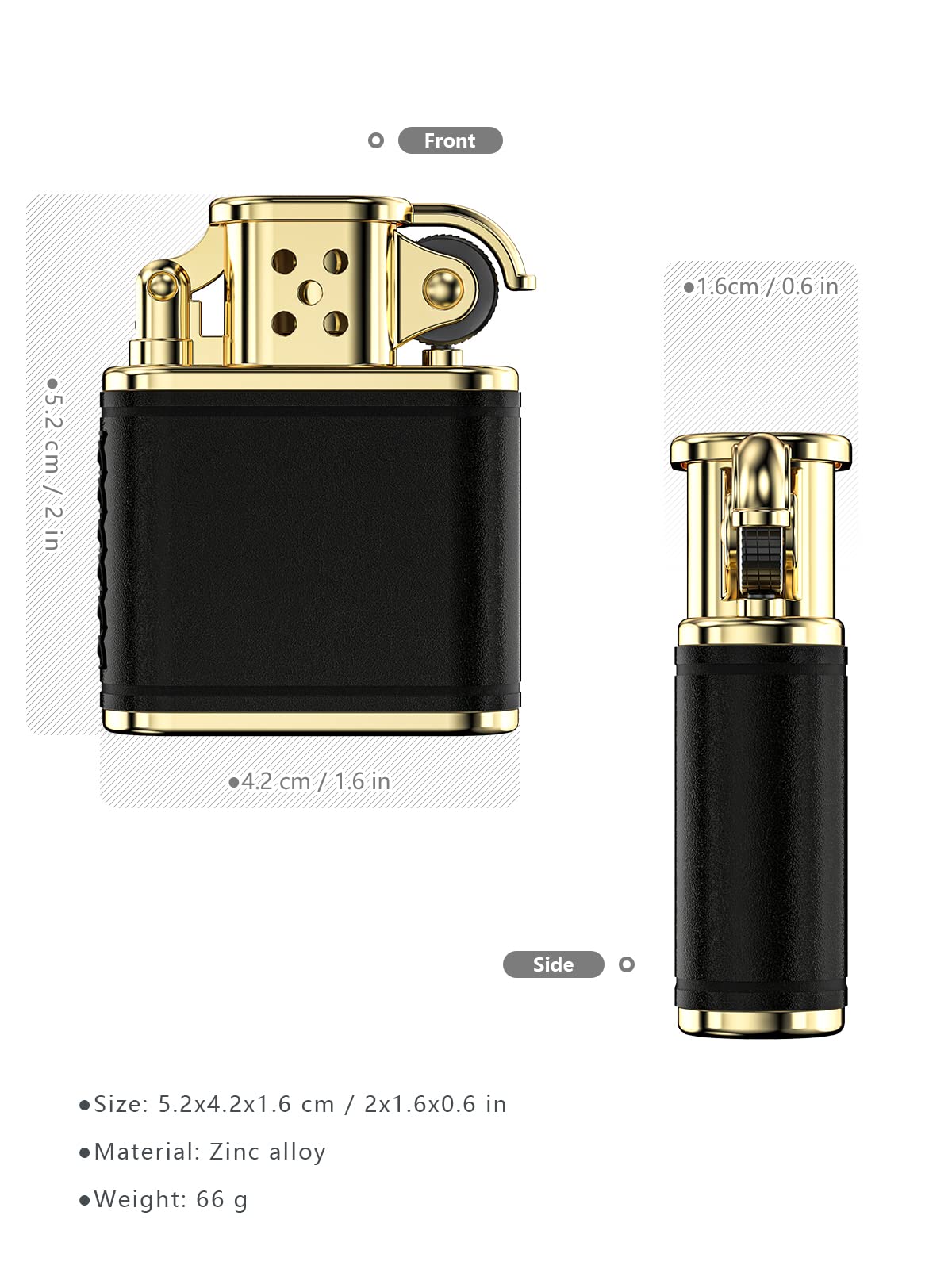VVAY Vintage Petrol Lighter, Kerosene Retro Genuine Leather Lighter as a Gift Cool for Men (Sold Without Petrol)