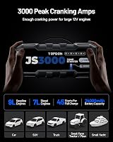 TOPDON JS3000 Jump Starter 3000A 12V Car Battery Booster 9L Gas/7L Diesel view 3