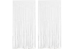 ACUTEYE White Foil Fringe Curtain 3.3×8.3FT 2 Packs, Metallic Tinsel Curtains Party Streamers for Birthday Graduation Baby Shower Decoration (2pcs,3.3FT×8.3FT, White)