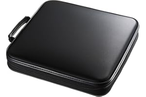 SANWA 160 Capacity CD Case, Large CD Sleeves, Portable DVD VCD Storage Box, Portable Zipper Bag, EVA Protective Blu-ray Wallet with Handle, For Car, Home, Office, Games Disc, Audio Music, Black