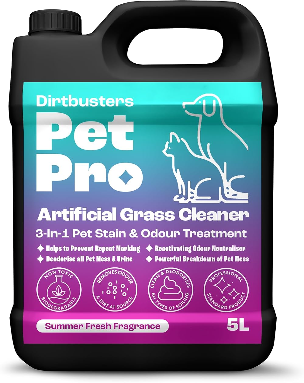Dirtbusters Pet Pro Artificial Grass Cleaner 5L 3-in-1 Odour Eliminator