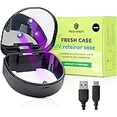 FRESH KNIGHT UV Retainer Case | UVC Retainer Cleaner, Disinfects Cleans and Removes Odors, Mouth Guard Case, compatible for Invisalign Container (Black-UV)