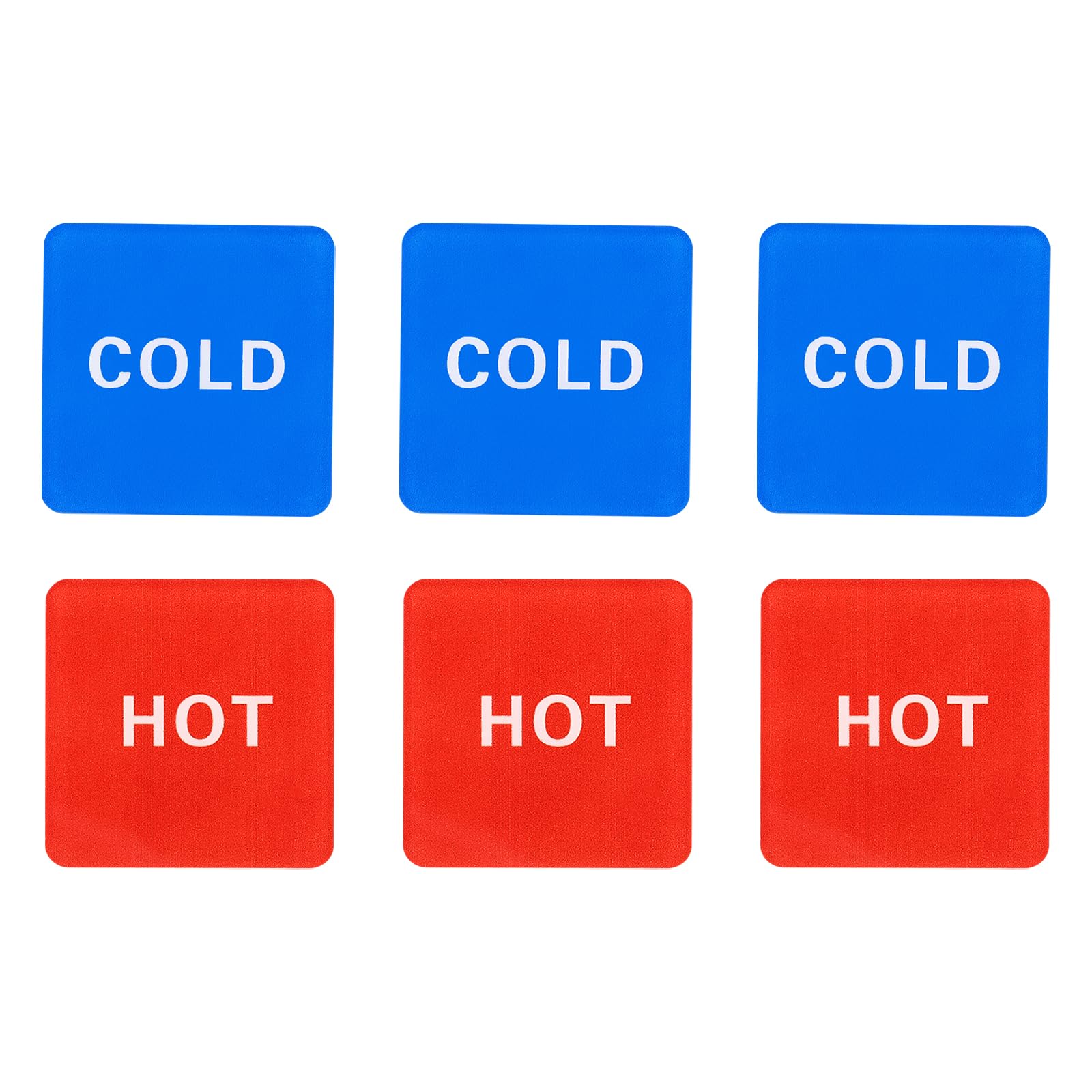 PATIKIL Self Stick Hot/Cold Water Label, 3 Pairs/6 Pack Acrylic Square Shape Sticker Signs for Faucets Sinks, Red/Blue