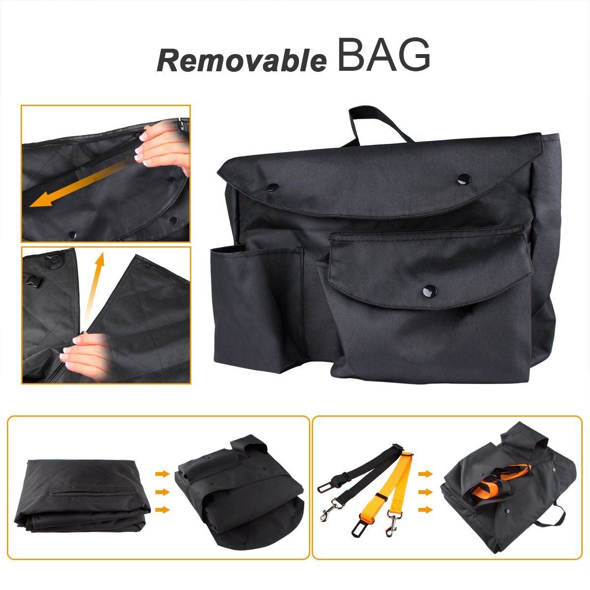 Hundedecke für Auto Rückbank, Morpilot Autoschondecke+ Seitenschutz, 2 Taschen, Teilbare Hunde Sitzauflage wasserdicht waschbar mit Autositzgurt,Super Weich, Ideal für für alle gängigen Automodelle