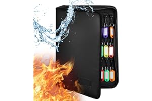 Bdmetals Fireproof and Waterproof Portable Zippered Key Case,60 Key Hooks Key Organizer with Key Tags,Portable Manager Zipper Key Binder for Hotel Executives,Real Estate Sales,Car Service