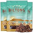 Ayoba Traditional Grass Fed Beef Biltong Slices (2 Ounce, Pack of 3) Keto Friendly Air-Dried Grass Fed Beef Paleo Snacks - Gl