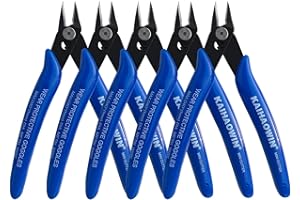 KAIHAOWIN Micro Wire Cutters with Spring, 5 Pack, 5 inch Precision Mini Flush Cutters Bulk, Nippers, Flush Cutting Pliers, Wire Snips, Small Side Cutters for Electronics Crafts Jewelry-Blue