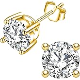 TCXOO Moissanite Stud Earrings For Women,VVSI D Color 0.6CT-4.0CT Lab Created Moissanite Diamond Earrings,18K White Gold Plated 925 Sterling Silver Stud Earrings For Men