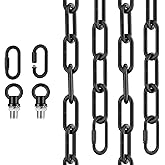 garini 15 Feet Industrial Black Light Fixture Chain, Adjustable Metal Pendant Chandelier Chain Extension with Detachable Link, Maximum Load is 66 Pounds